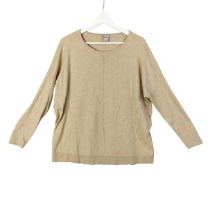 Chicos Sweater Womens 2 US Large‎ Beige Cashmere Blend Long Sleeve Knit Modest
